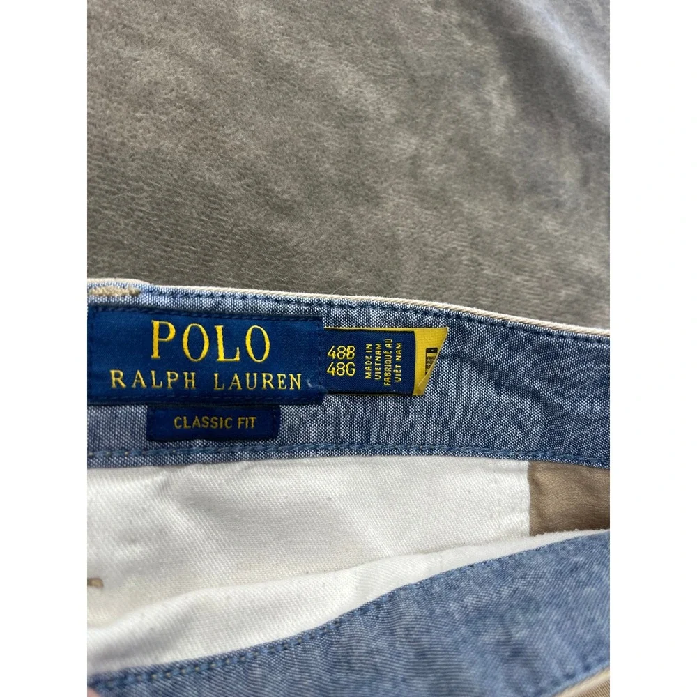 Polo Ralph Lauren Mens Classic Fit Chino Shorts Tan Khaki Size 48 Big 48B 4660‎